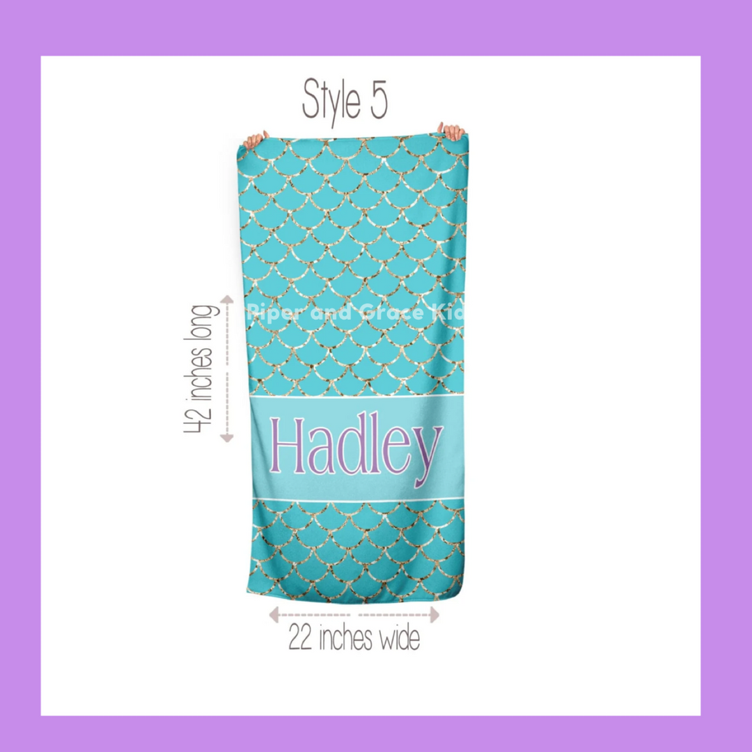 Personalized Mermaid Kids Beach Towel