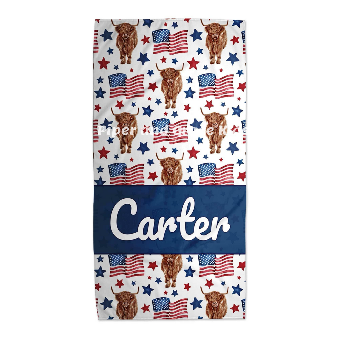 Personalized Memorial Day and July 4th Beach Towel