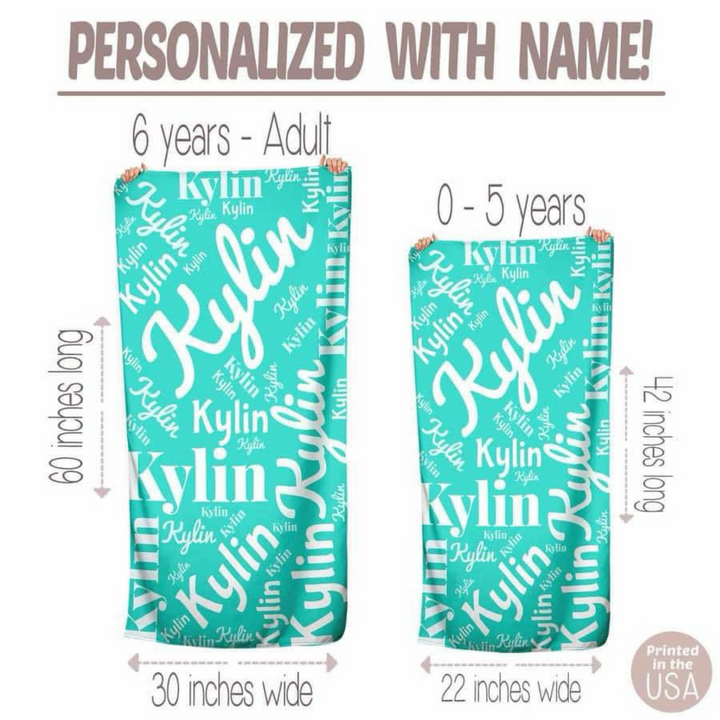 Personalized Beach Towel for Kids and Adults (51 Color Options)