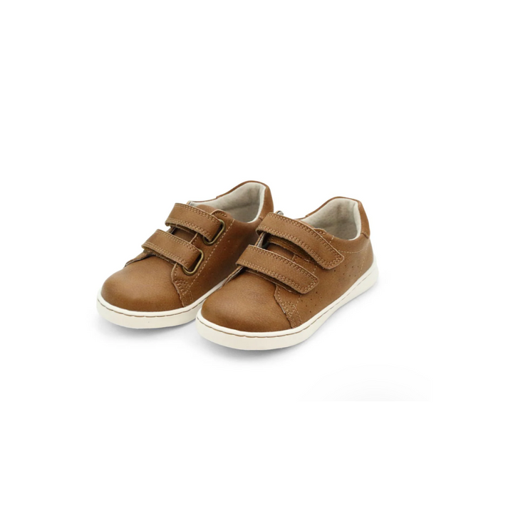 Kyle Double Velcro Boys Sneaker - Chestnut Brown