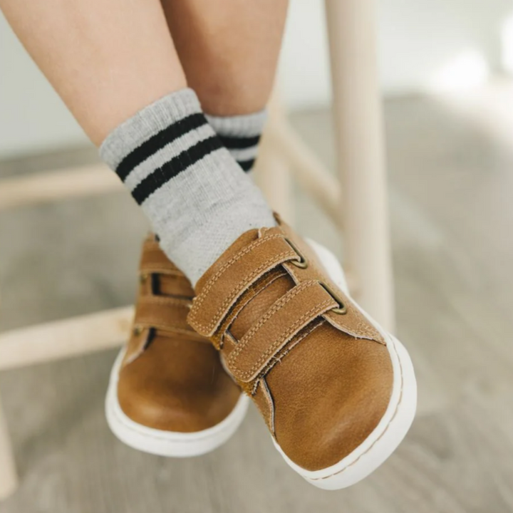 Kyle Double Velcro Boys Sneaker - Chestnut Brown