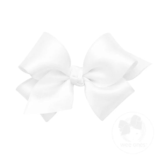 White French Small Satin Hair Bow