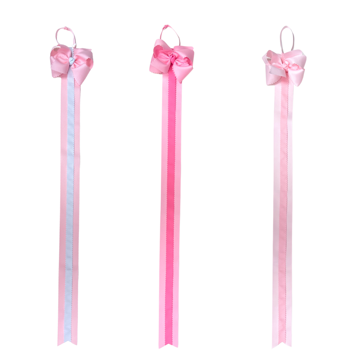 Pink Scalloped Edge Bow Holder - 3 Color Options