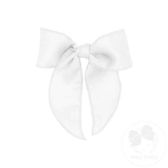 White Satin Bowtie with Twisted Wrap and Whimsy Tails