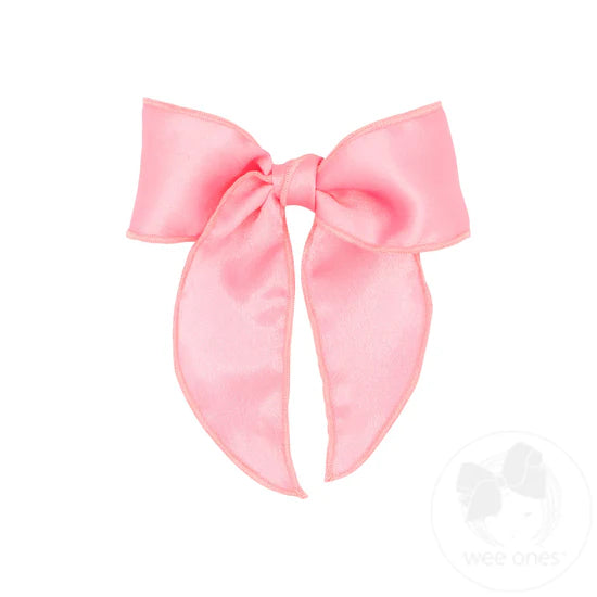 Pink Satin Bowtie with Twisted Wrap and Whimsy Tails