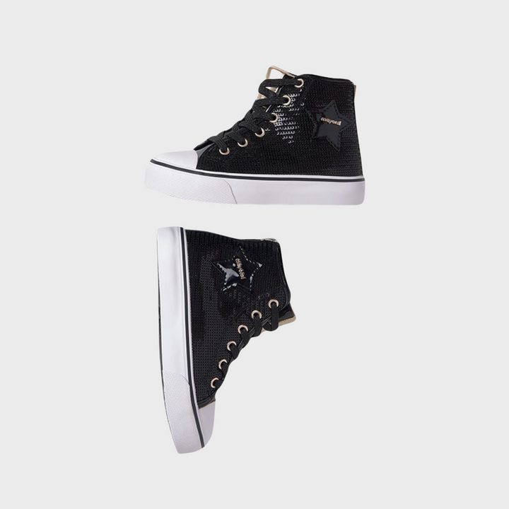 Black Platform Sequin High Tops