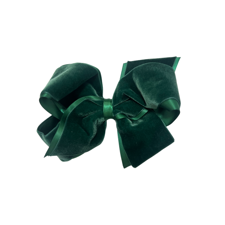 Forest Green Velvet Satin Edge Bow