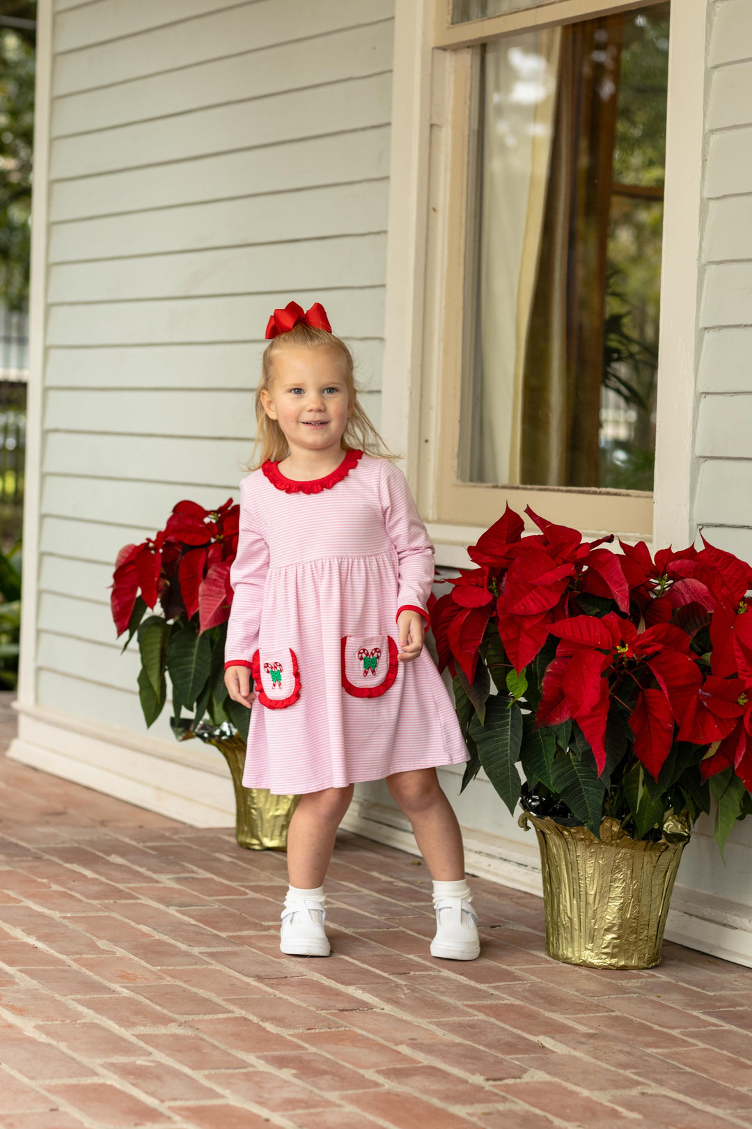 Candy Cane Girls Embroidery Dress