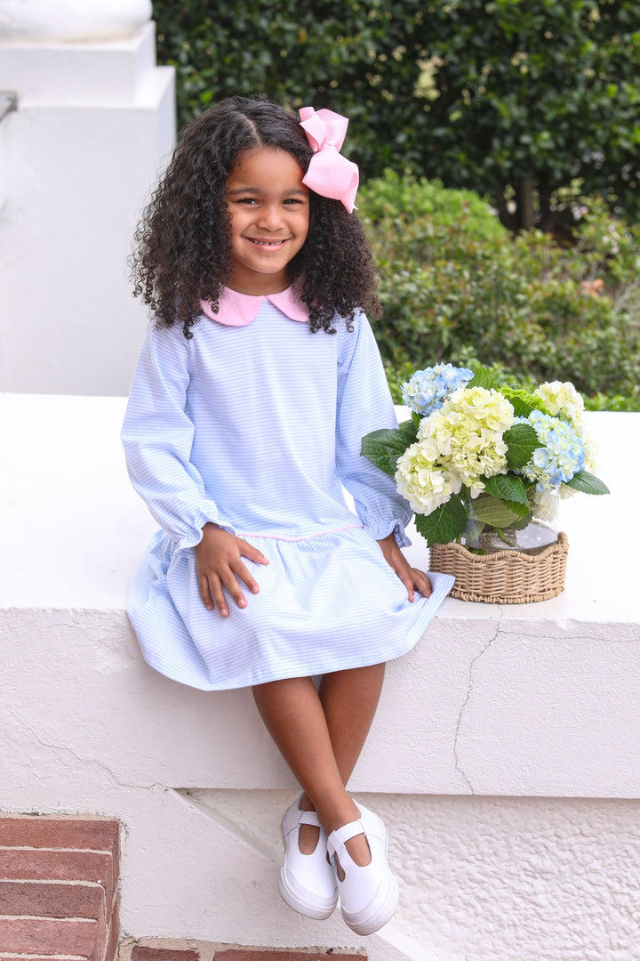 Katherine Dress - Light Blue Stripe/Light Pink