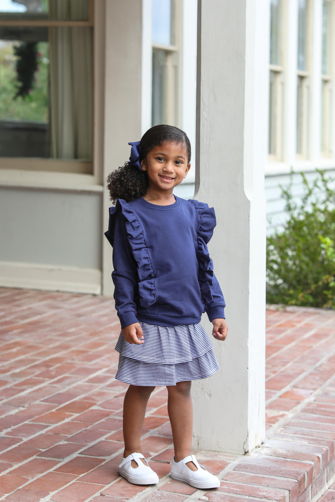 Laura Ruffle Pullover - Navy: 2,4,8