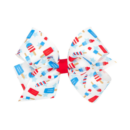 Patriotic Popsicle Grosgrain Medium Hair Bow