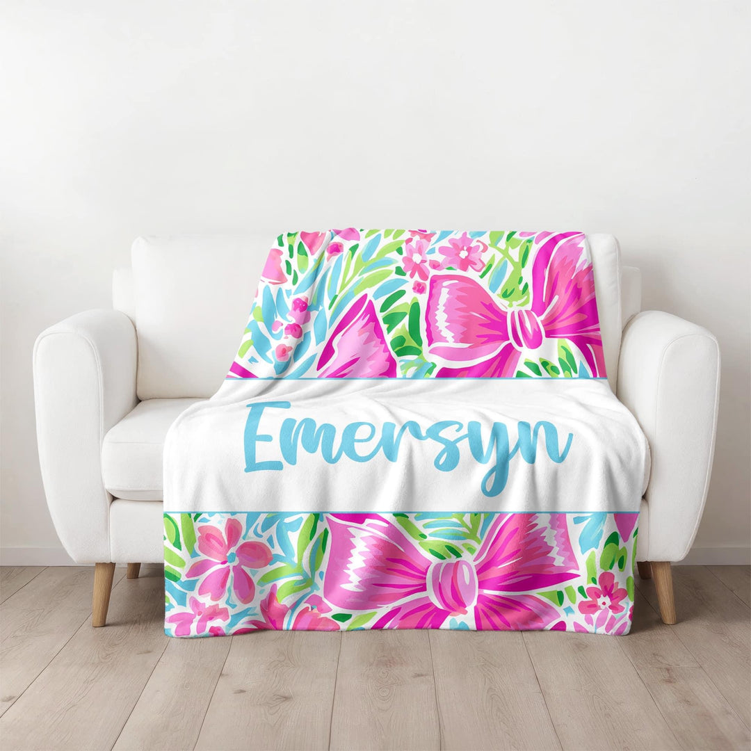 Personalized Bow Blanket (3 Color Design Options)