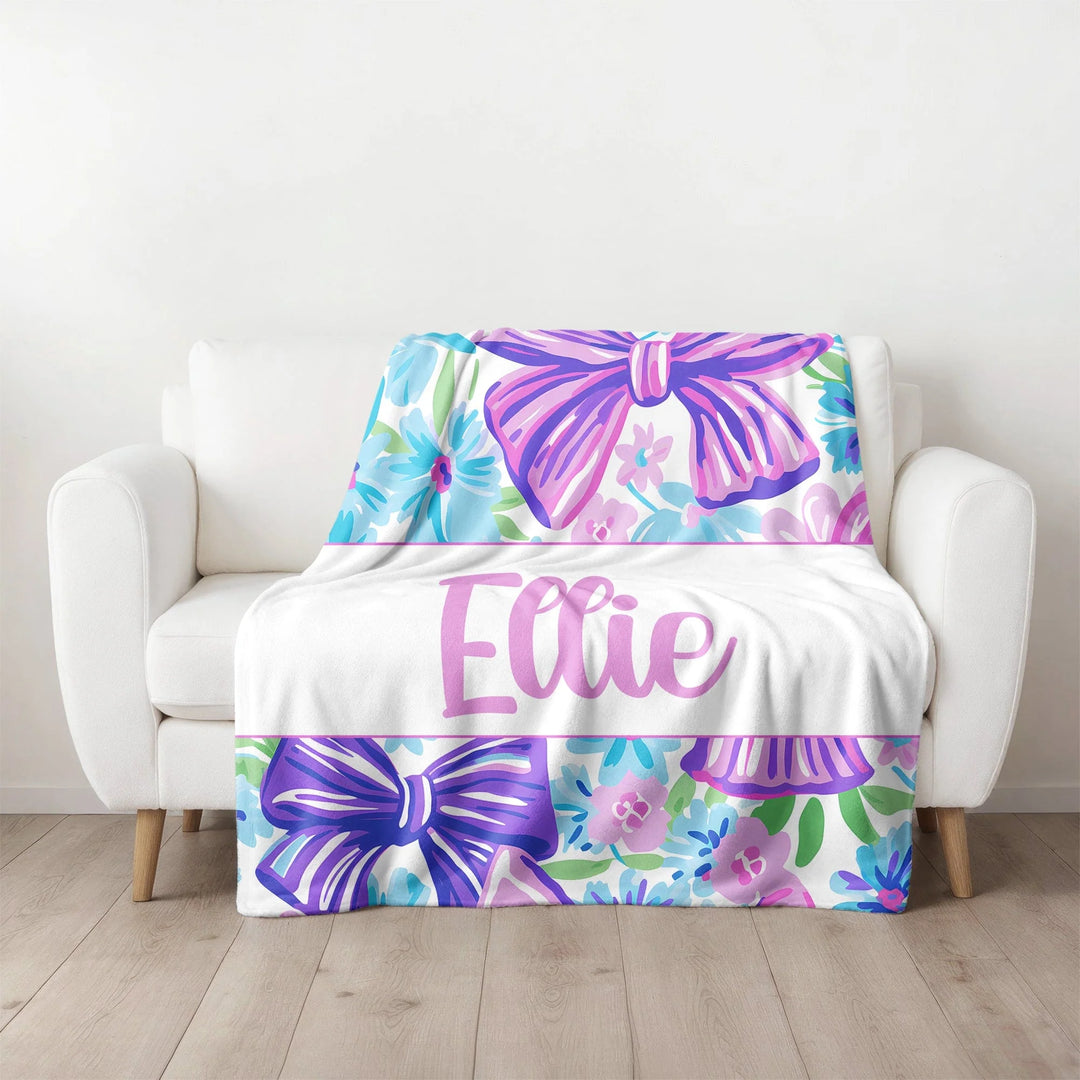 Personalized Bow Blanket (3 Color Design Options)