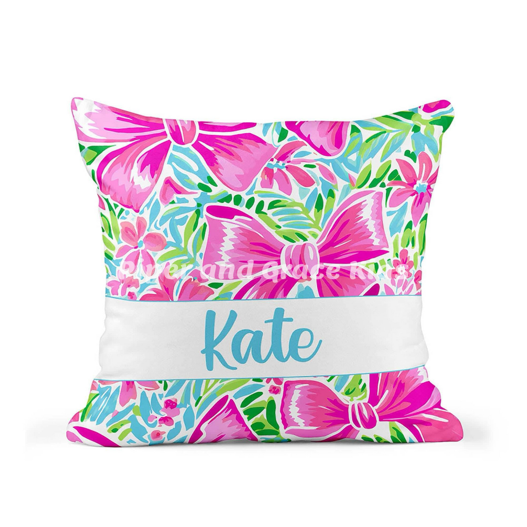 Personalized Bow Pillow 16X16