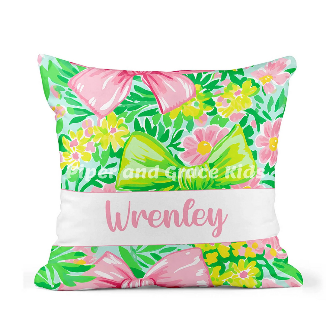 Personalized Bow Pillow 16X16