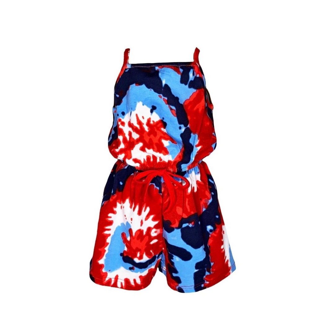 Tie Dyed Patriotic Romper: 4/5,6/6X,7/8,11/12