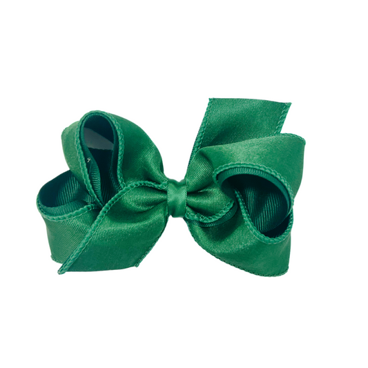 Emerald Green Satin Medium Hair Bow