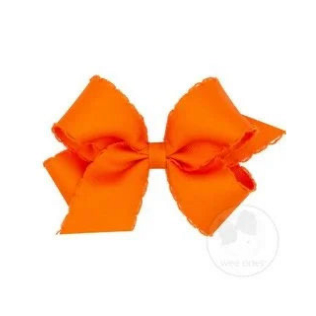 Medium Orange Grosgrain with Matching Moonstitch Hairbow