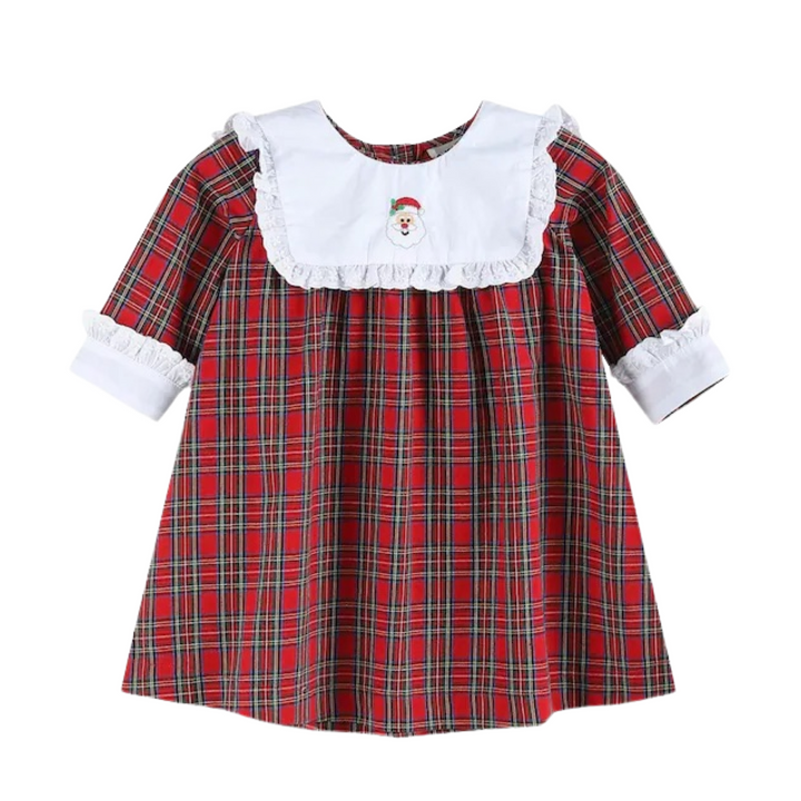 Lil Cactus Girls Plaid Santa Yoke Dress