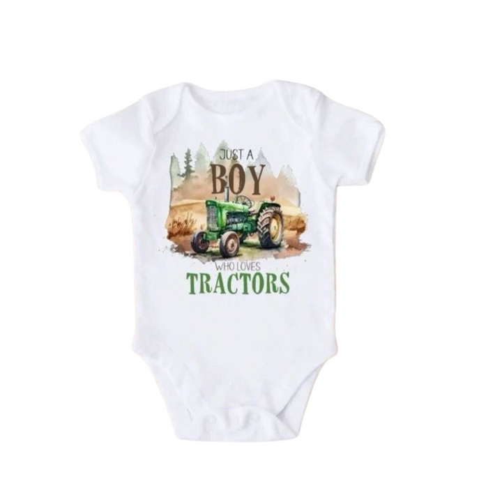 Just a Boy Who Loves Tractors Onesie LONGSLEEVE