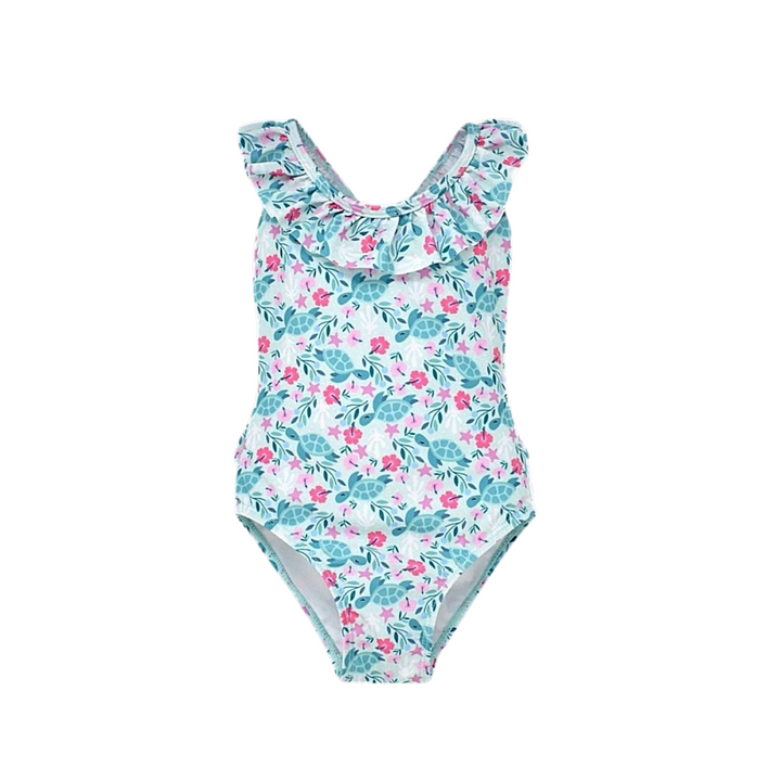 Flap Happy Botanical Turtles - UPF 50+ Mindy Crossback Swimsuit: 6