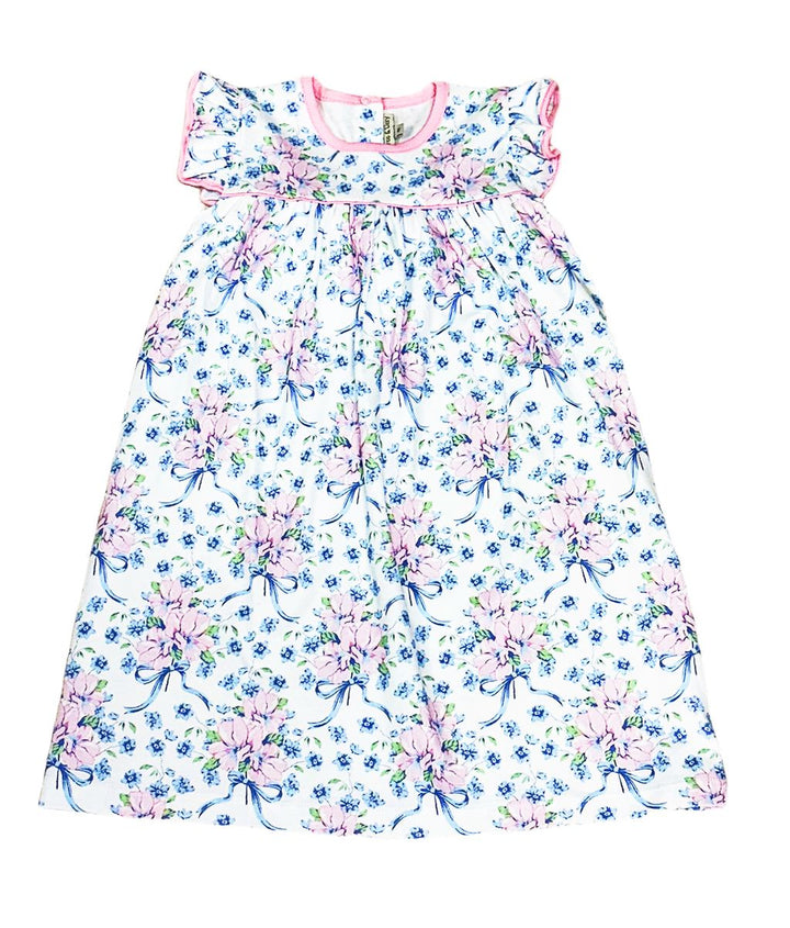 Girls Float Dress | Blue Spring Flowers