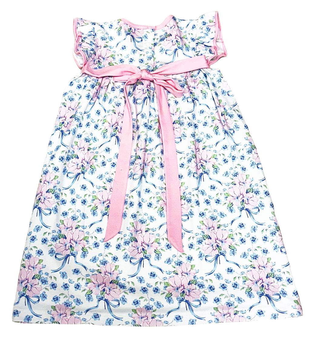 Girls Float Dress | Blue Spring Flowers