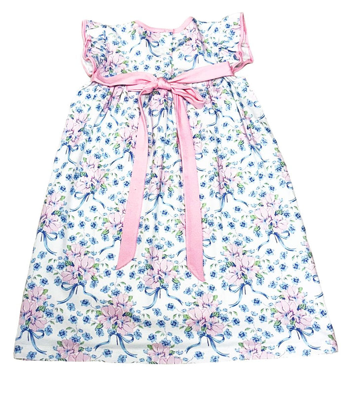 Girls Float Dress | Blue Spring Flowers