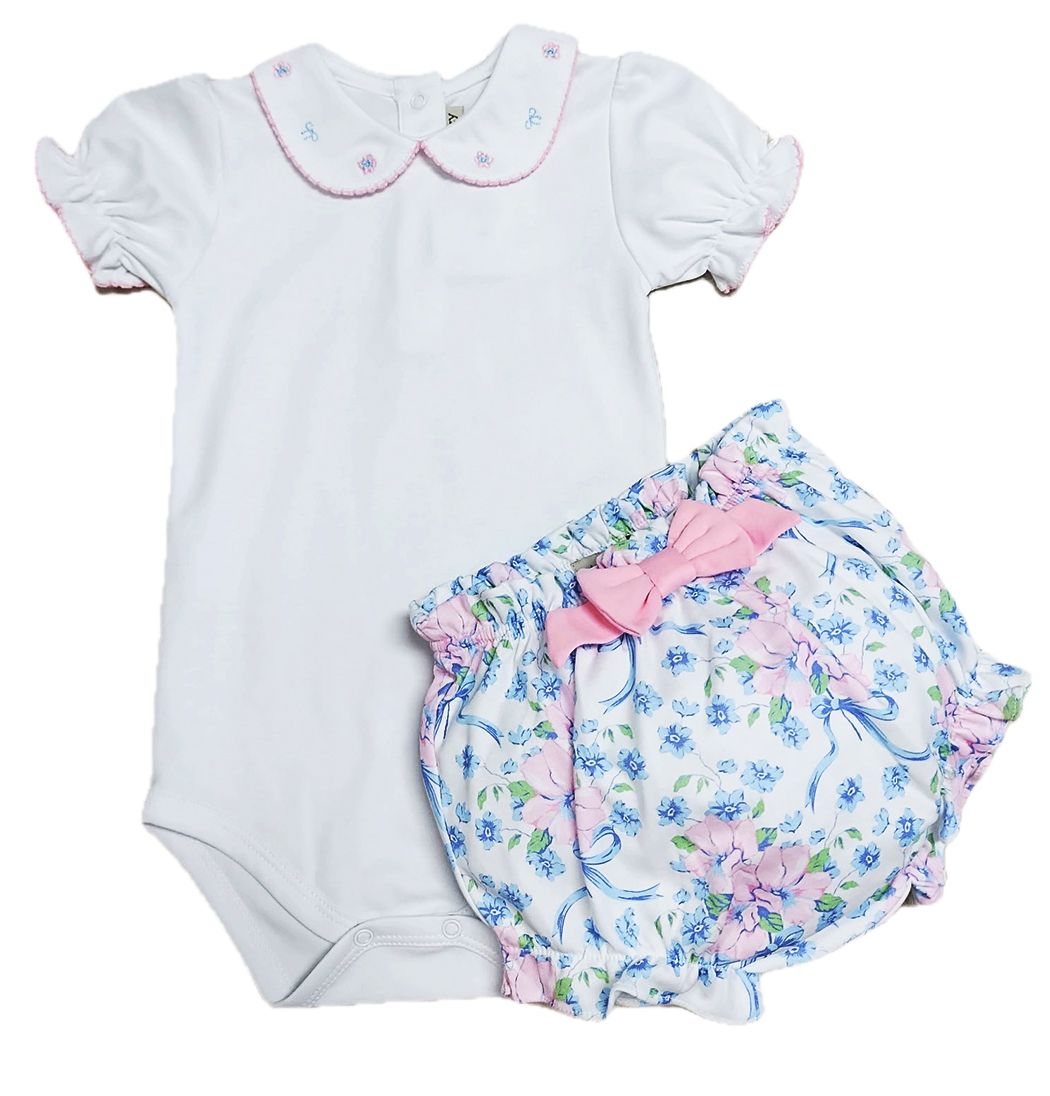 Baby Girls Diaper Set | Blue Spring Flowers