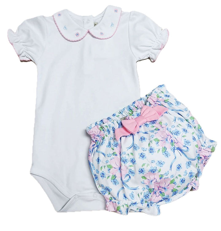 Baby Girls Diaper Set | Blue Spring Flowers