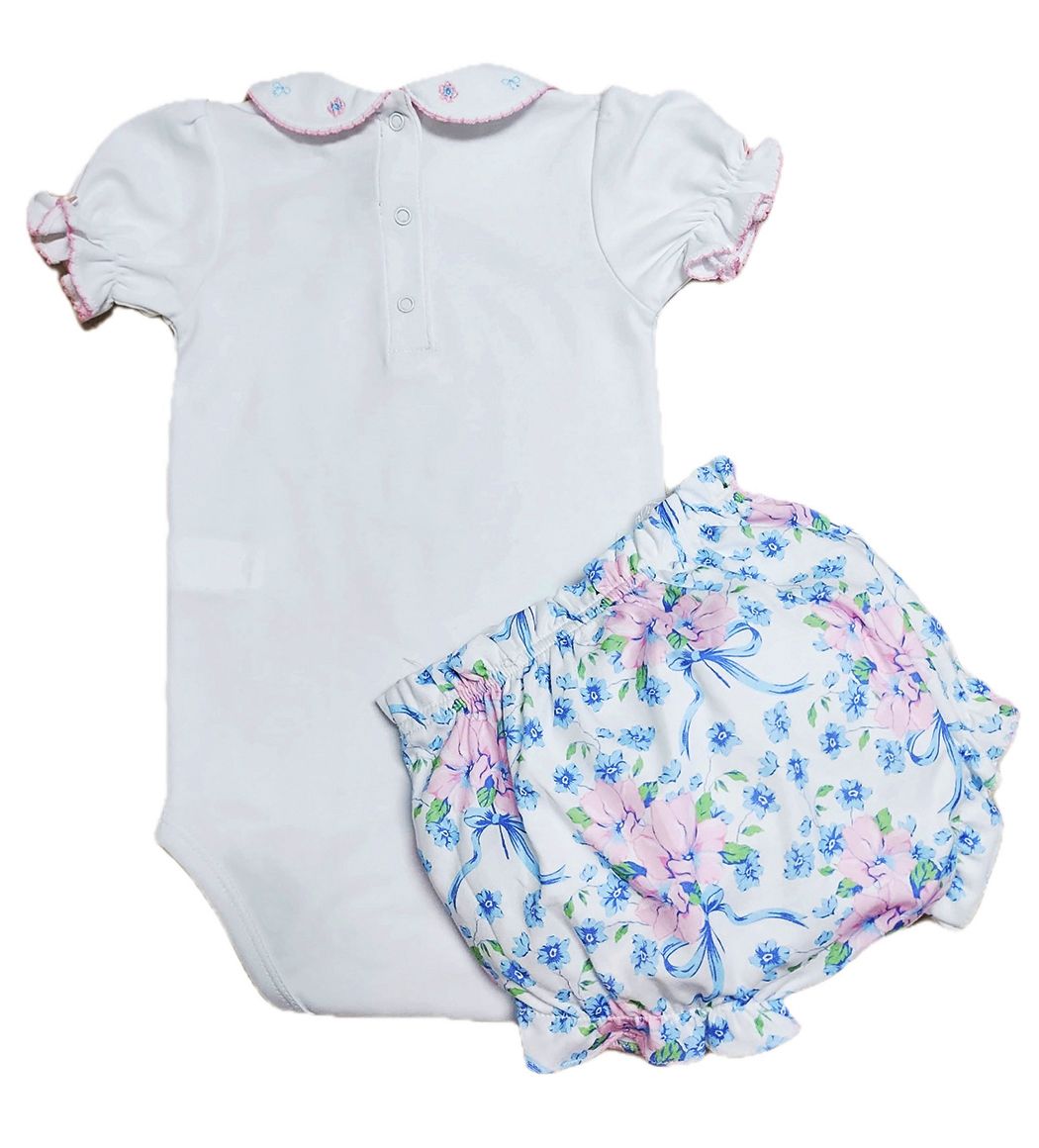 Baby Girls Diaper Set | Blue Spring Flowers