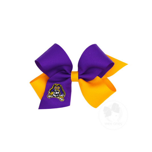 ECU Pirates Collegiate Embroidered Pirate Medium Hair Bow