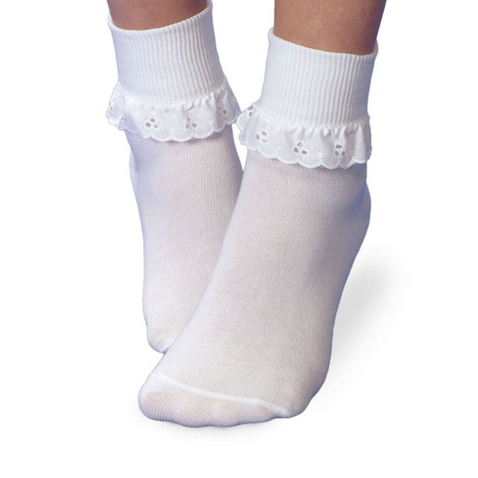 White Eyelet Lace Socks