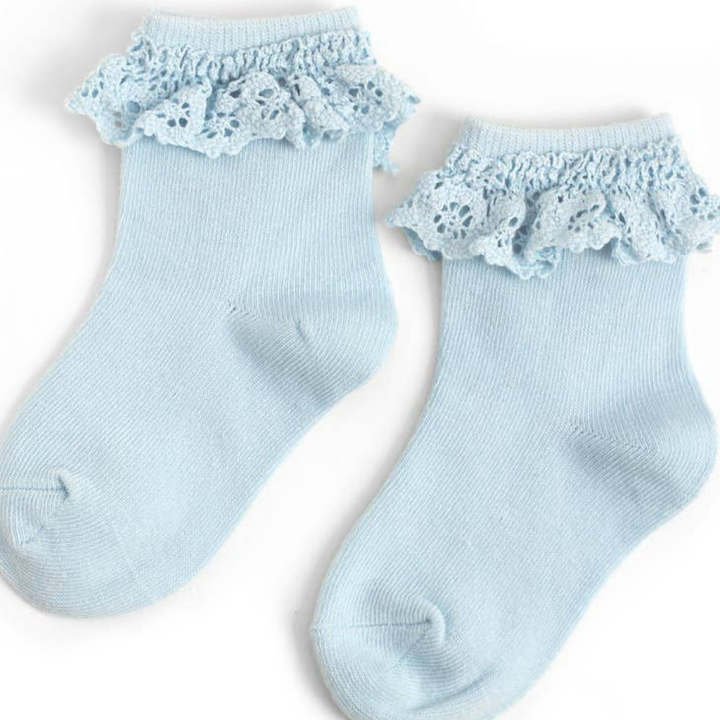 Ice Blue Lace Midi Socks