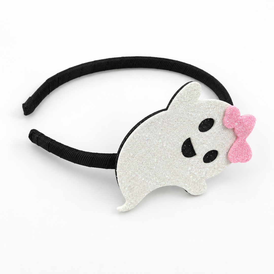 Extra Large Glitter Foam Ghost on Grosgrain Wrapped Headband