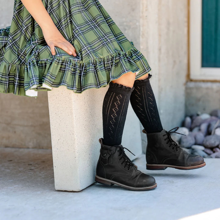 Black Fancy Knee High Socks