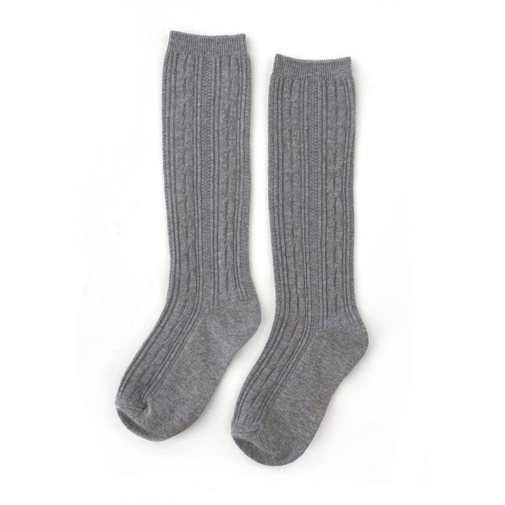 Gray Cable Knit Knee Highs