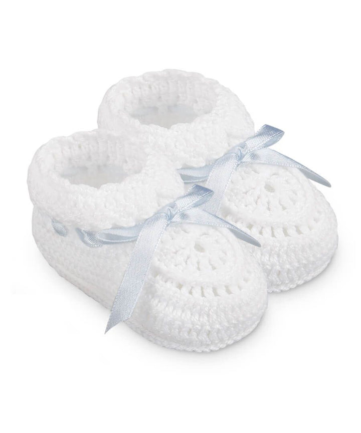 Hand Crochet Ribbon Bootie | Blue