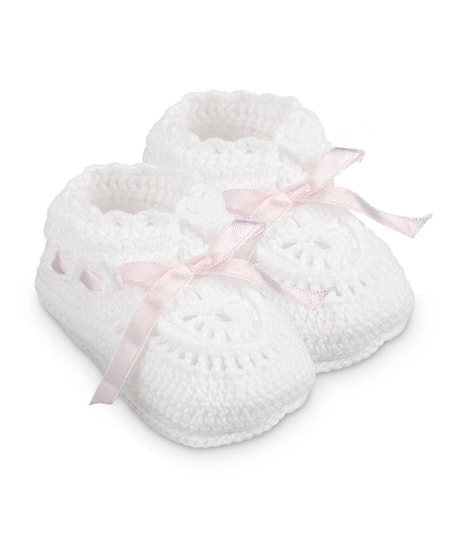 Hand Crochet Ribbon Bootie | Pink