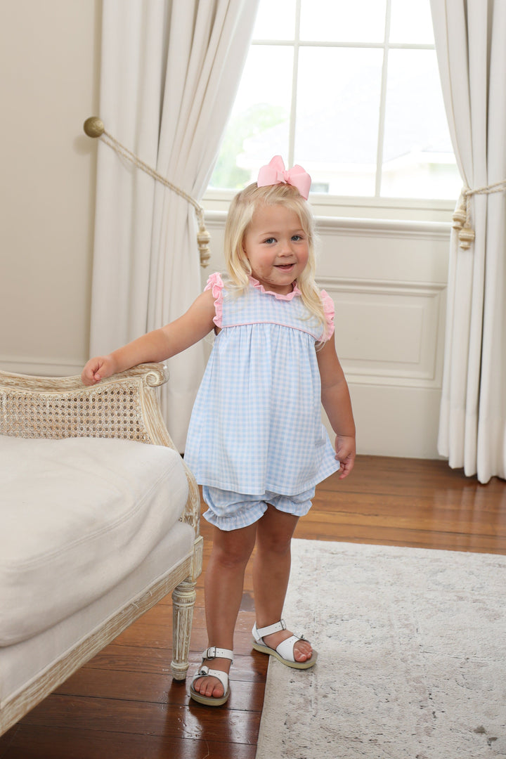Meredith Bloomer Set | Light Blue Gingham/Light Pink