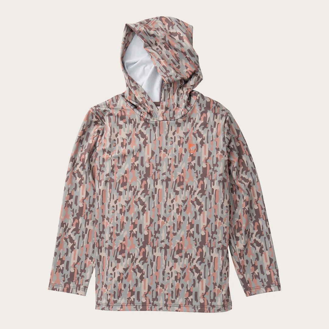 Boys Pro Performance Hoodie T-shirt | Neutral Camo with Deer Antlers