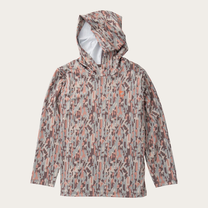 Boys Pro Performance Hoodie T-shirt | Neutral Camo with Deer Antlers