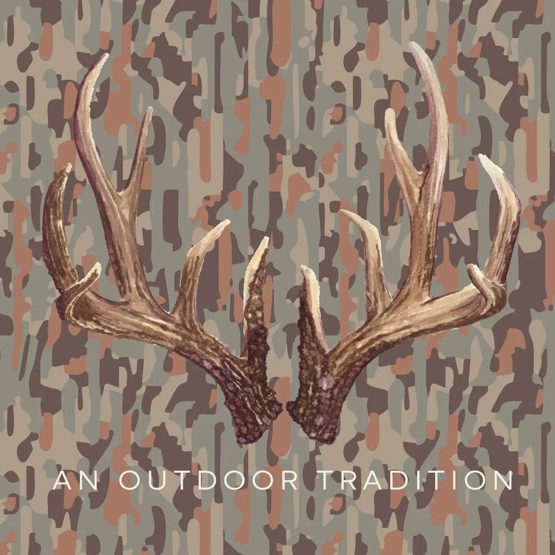 Boys Pro Performance Hoodie T-shirt | Neutral Camo with Deer Antlers