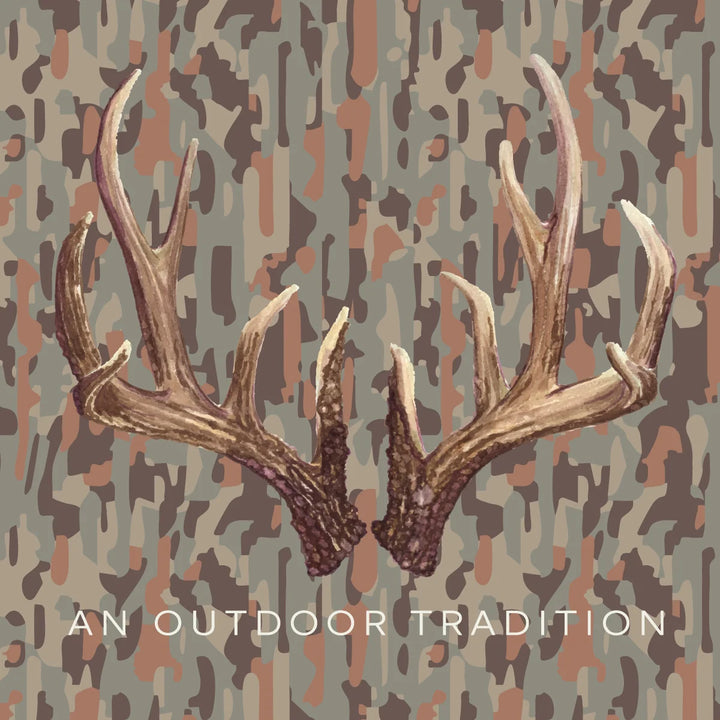 Boys Pro Performance Hoodie T-shirt | Neutral Camo with Deer Antlers