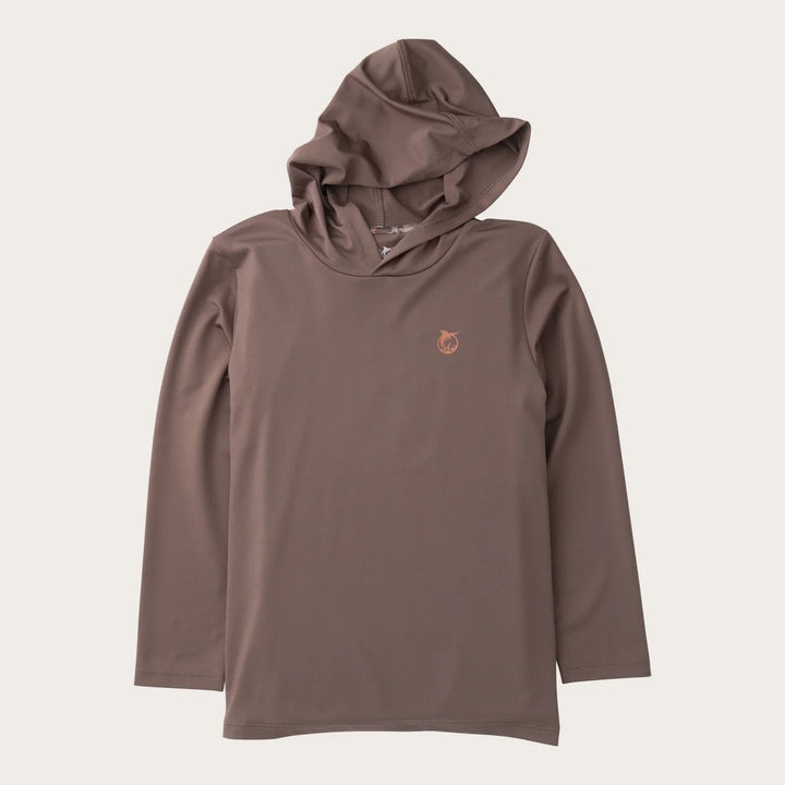 Boys Pro Performance Hoodie T-shirt in Coffee Quartz Brown with Camo Logo