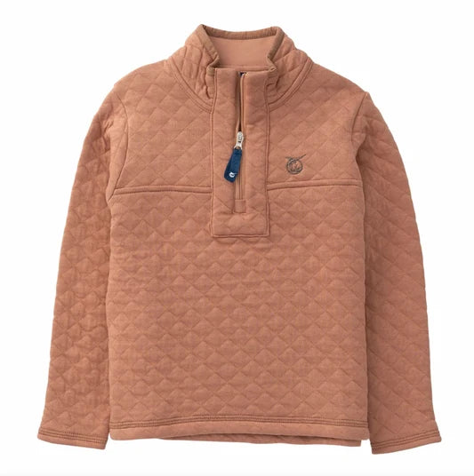 Boys Quilted Zip Pullover | Mocha Mousse
