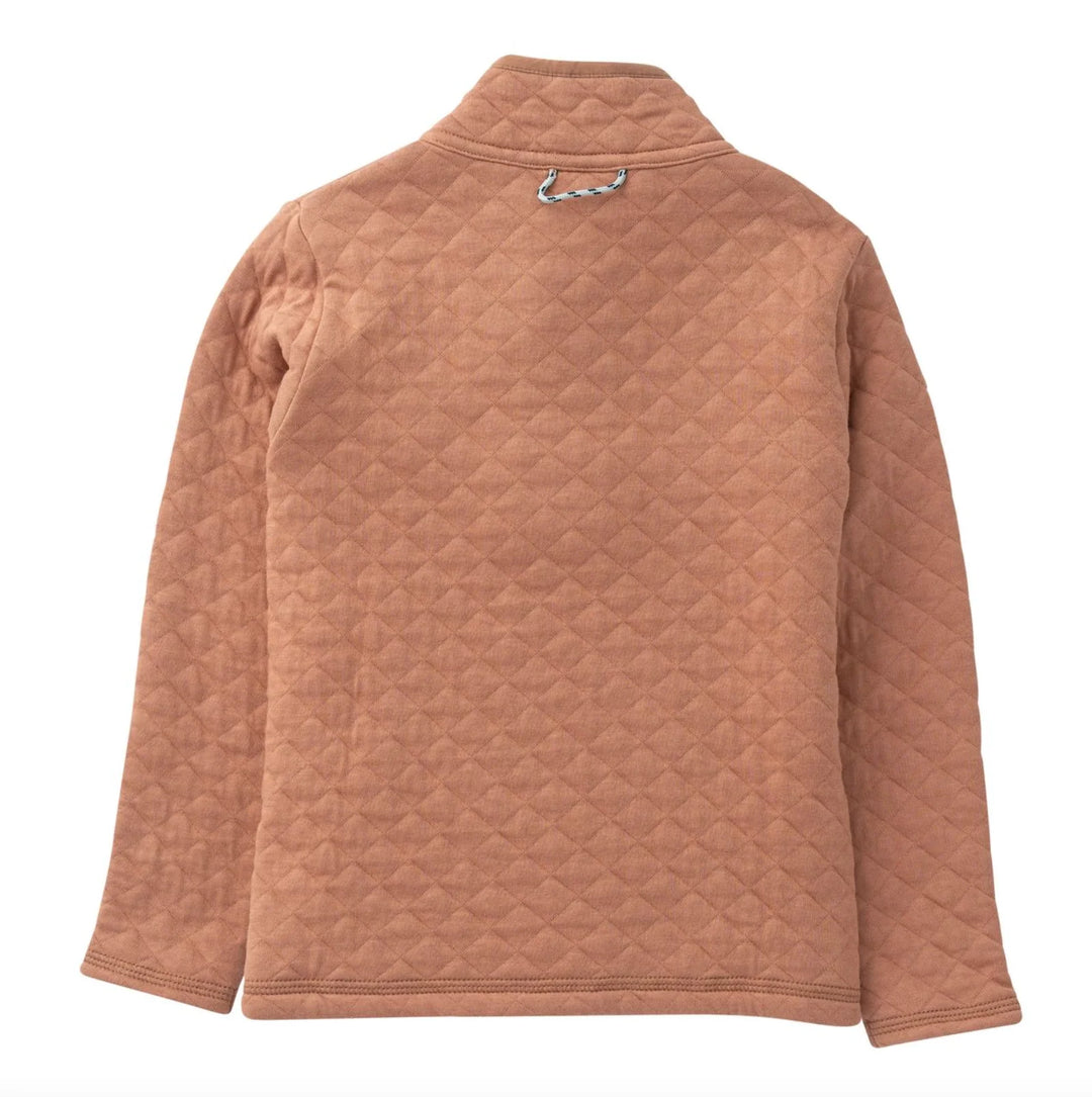 Boys Quilted Zip Pullover | Mocha Mousse