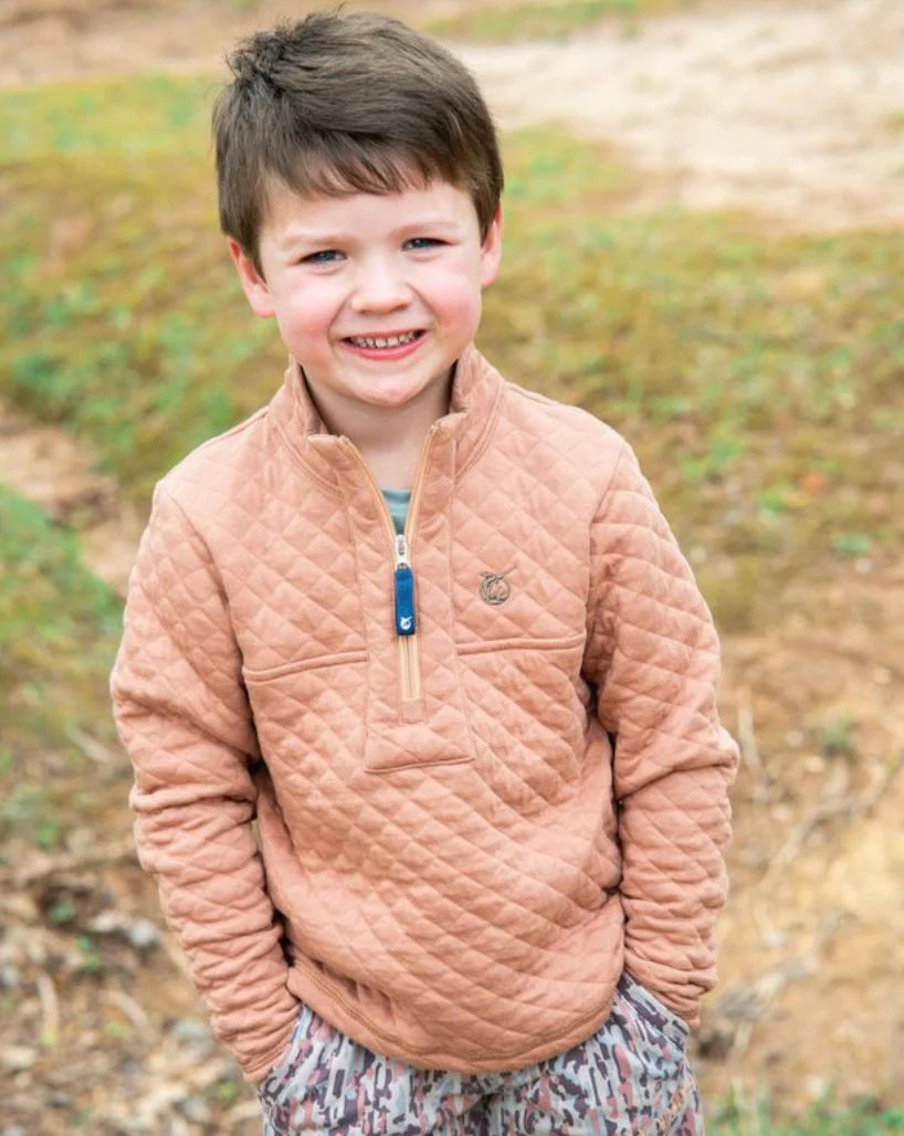 Boys Quilted Zip Pullover | Mocha Mousse