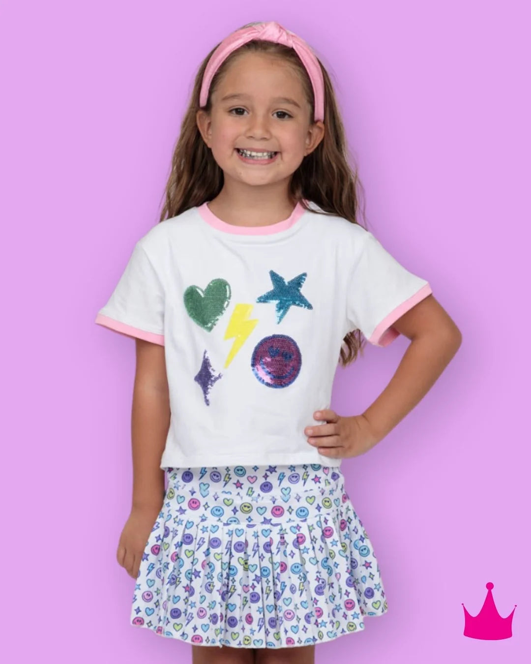 Bright Emojis Mini Pleated Skort