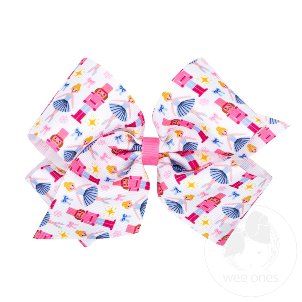 King Pink Nutcracker Print Bow